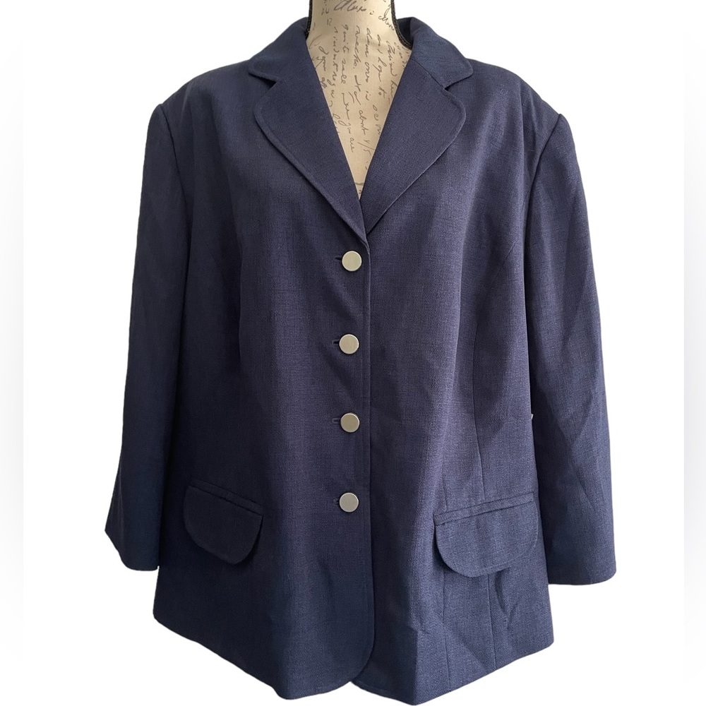 NWT JUDITH HART WOMAN 24 W NAVY BLAZER 100% POLYESTER